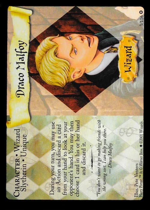 Draco Malfoy, Base Set 2/116, illustrated by Pete Venters