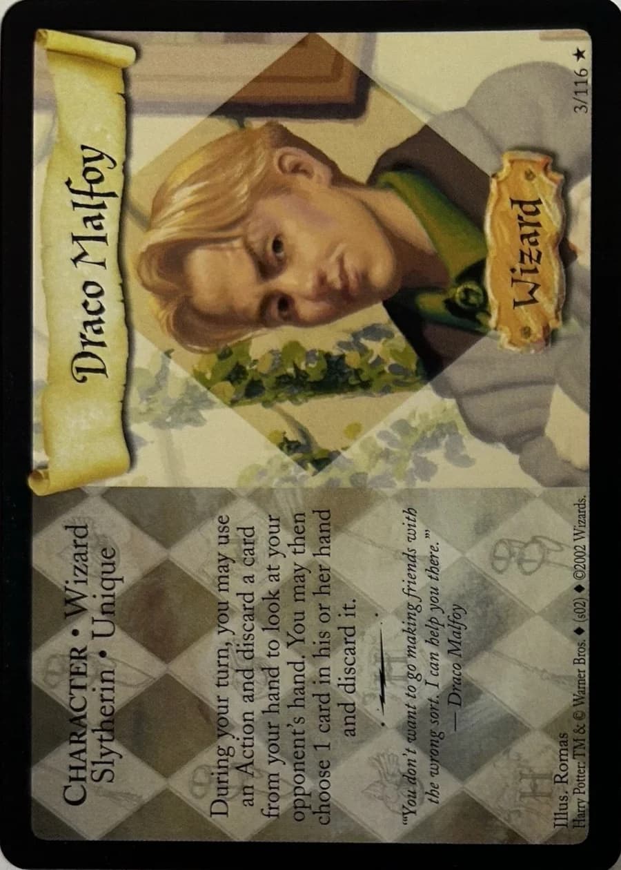 Draco Malfoy, Base Set 3/116 alternate art, illustrated by Romas
